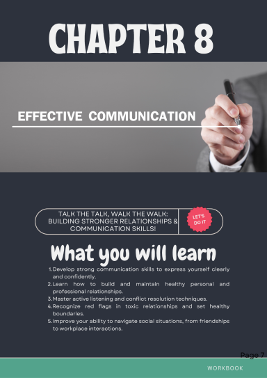 Chapter 8: Effective Communication, outlining key learning points and objectives.